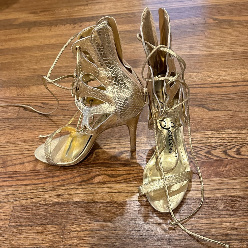 Gold tied heels